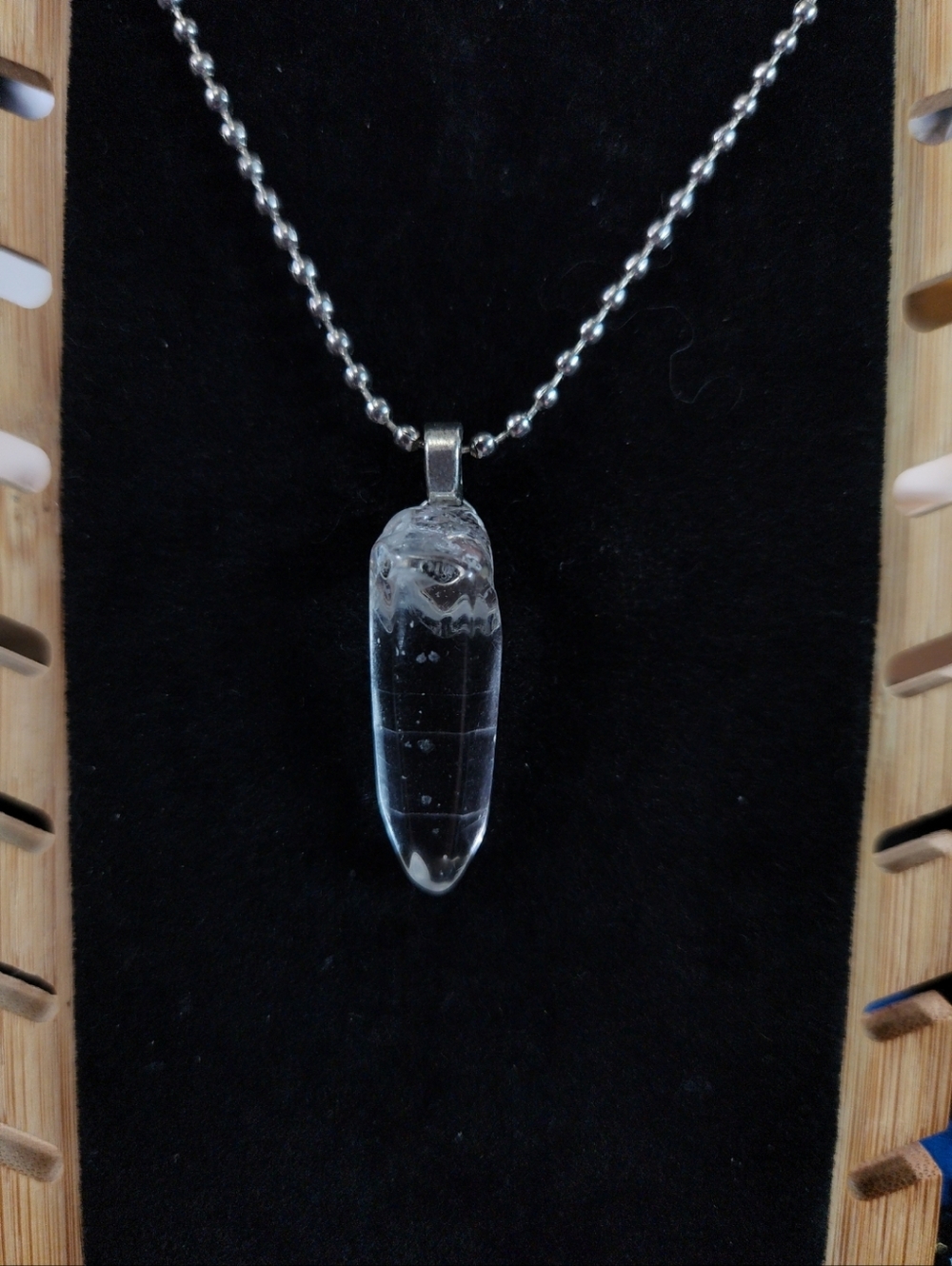 Beautiful, One-Of-A-Kind Clear Crystal Bullet Pendant Necklace -  Unbranded